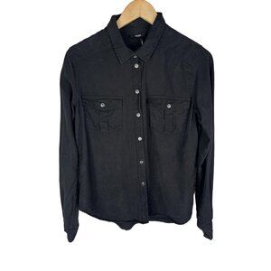 PAIGE Women's Black Long Sleeve Button Down Shirt Medium